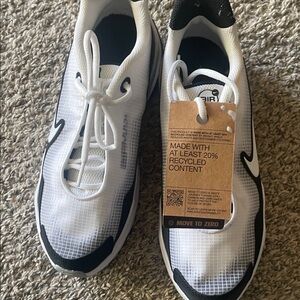 Nike Air White and Black Sneakers (big boys)